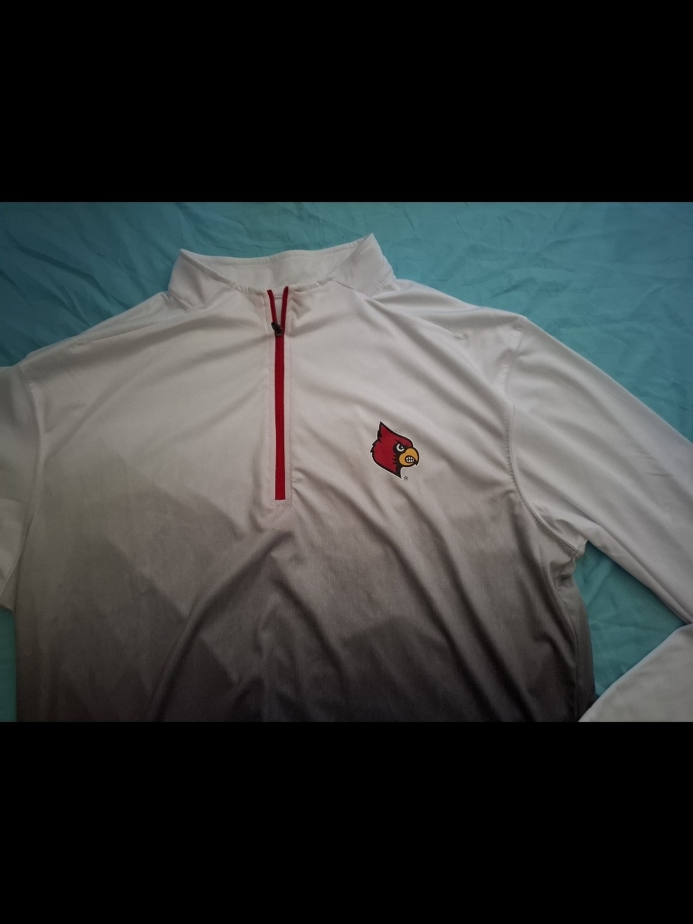 Louisville Cardinals White & Gray Gradient Quarter-Zip Pullover